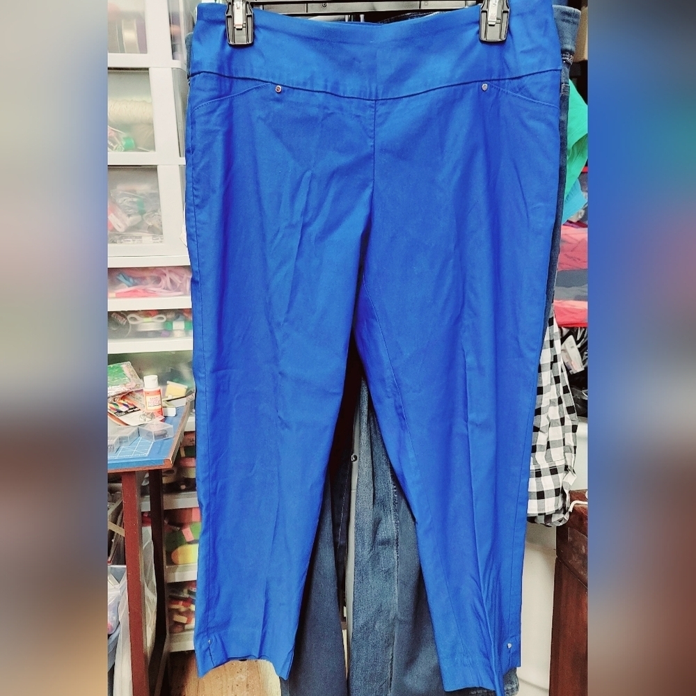 Vibrant Blue Stretch Capri Pants Skinny Mid Rise Size 8